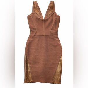 Marciano Brown Dress with Gold Accents